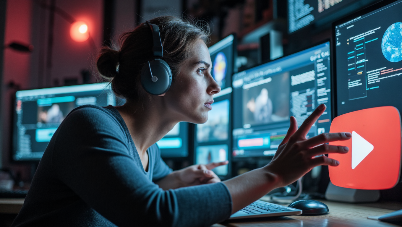 Tight waist-up capturing a content creator immersed