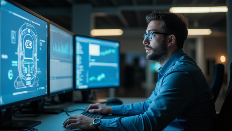 Tight waist-up capturing a modern office worker's